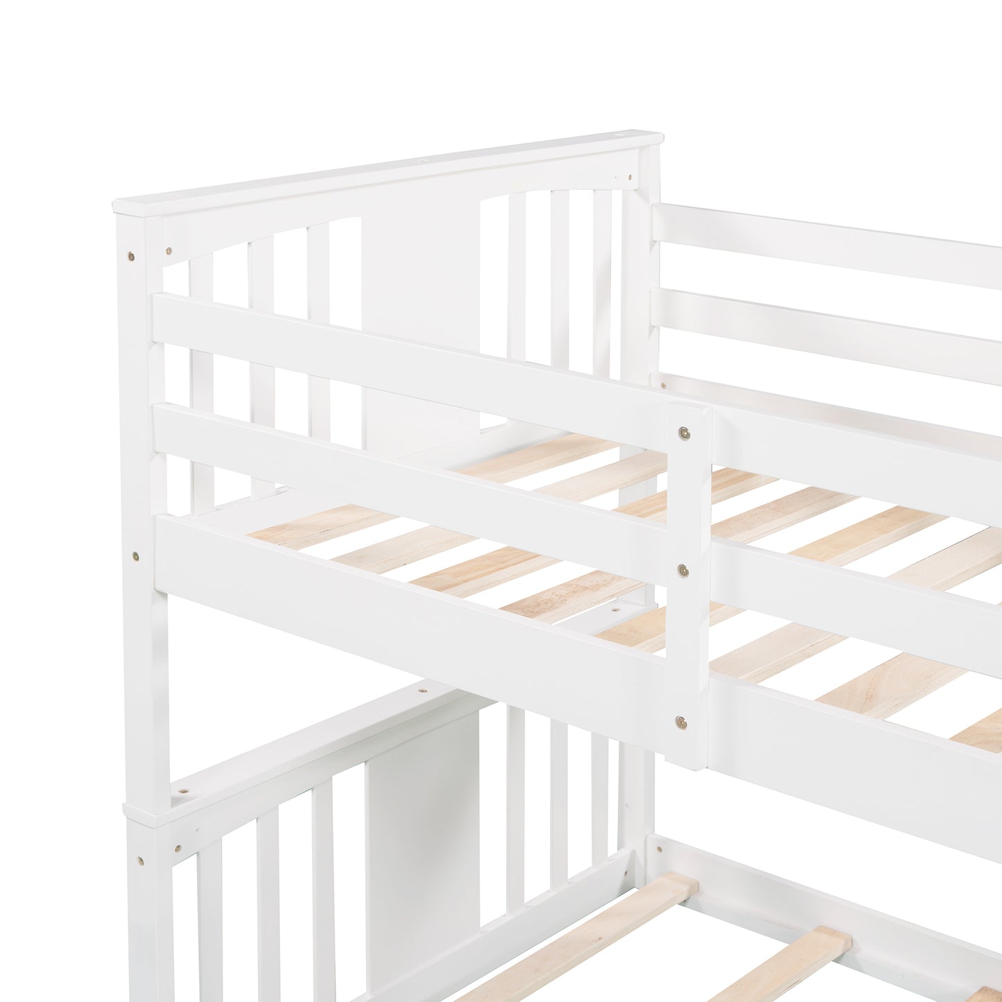 White Twin Bunk Bed with Ladder for Space-Saving Comfort