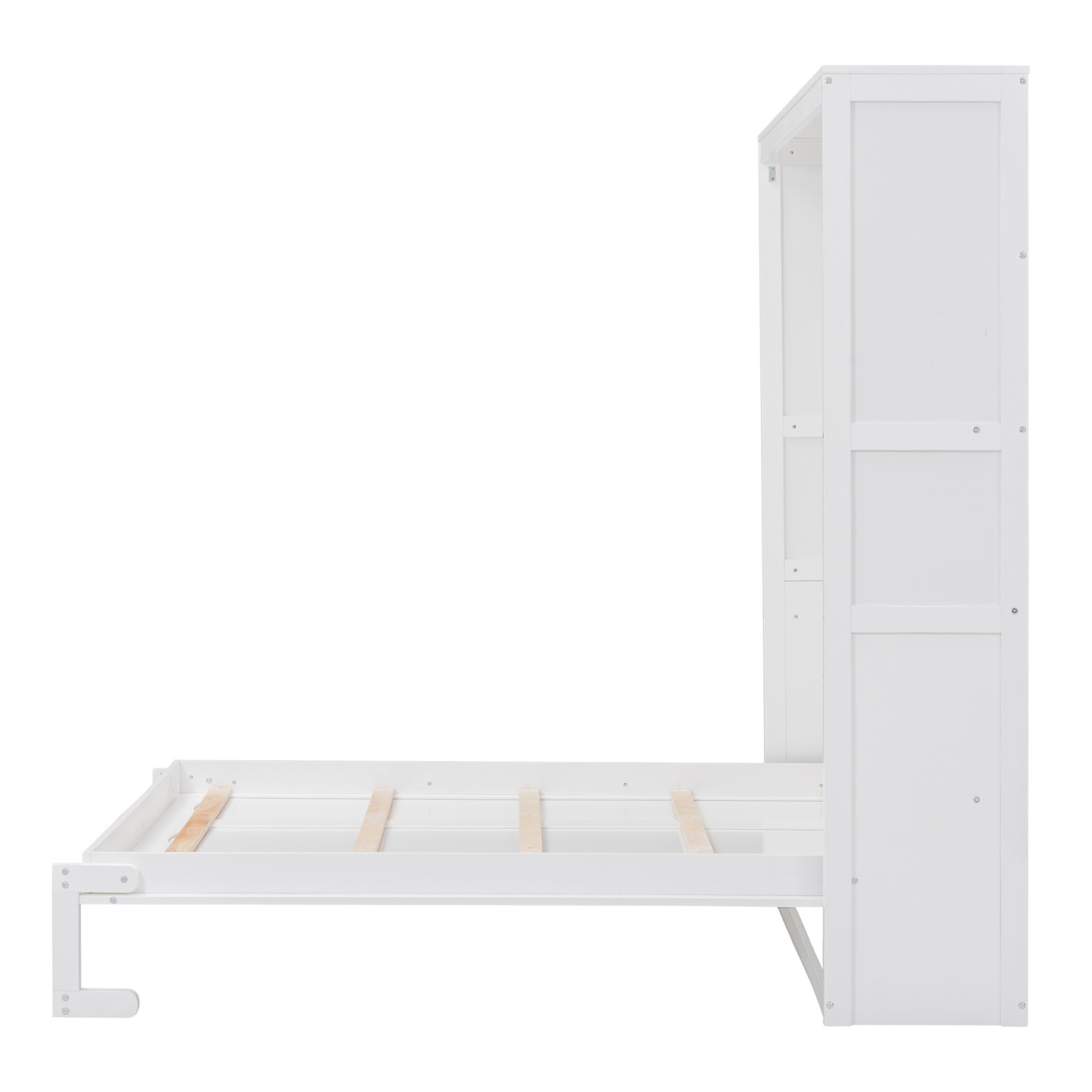 Full Size Murphy Bed Wall Bed with Shelves,White