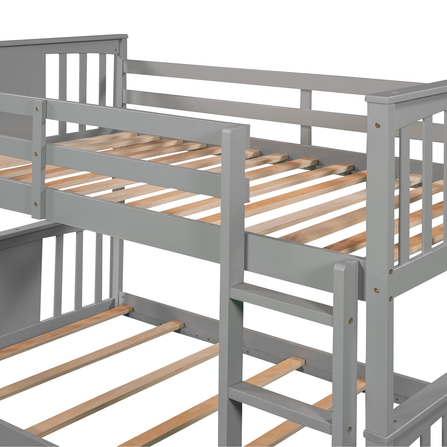 Gray Twin Bunk Bed with Built-in Ladder