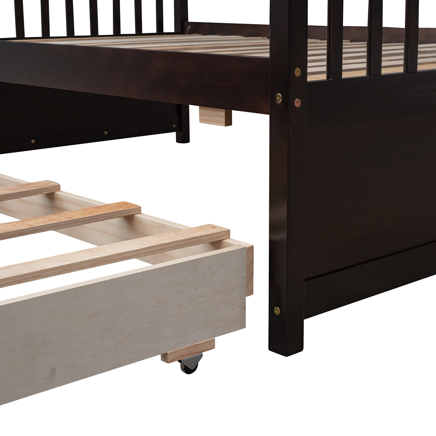 Rustic Three-Bedroom Bunk Bed with Trundle and Drawers - Espresso