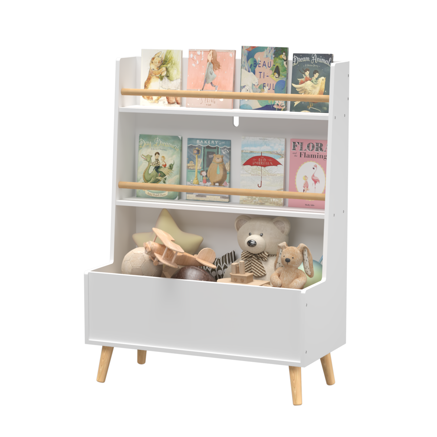 Kids Bookshelf, Book and Magazine  Rack, Book Organizer, toy Storage Cabinet Organizer, White