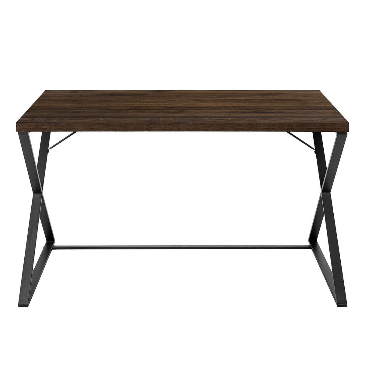 Walnut and Black Computer Desk with X Legs - Modern Home Office Desk