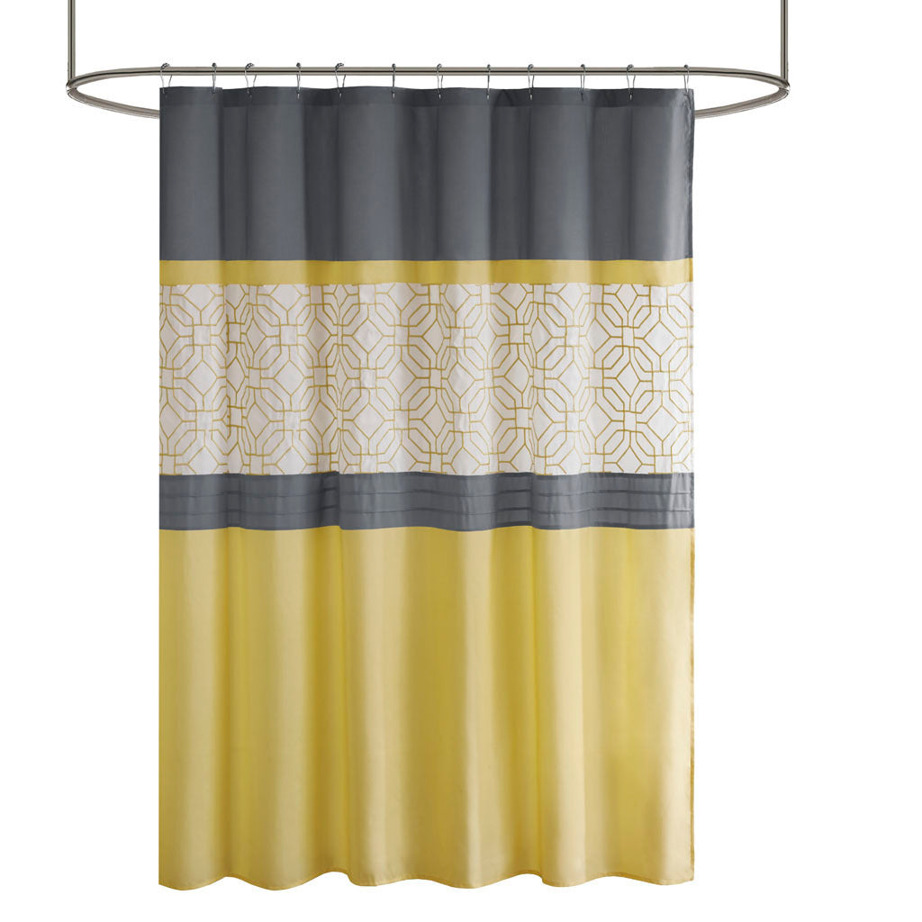 Stylish Grey and Mustard Geometric Shower Curtain