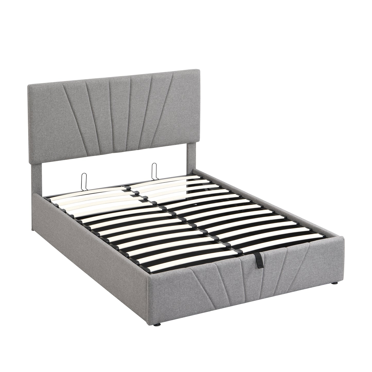 Full size Upholstered Platform bed with a Hydraulic Storage System - Gray