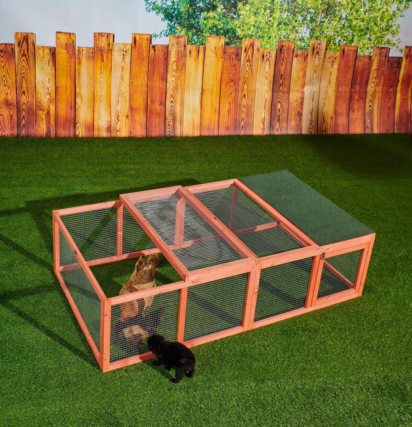 Rabbit Hutch W/ Mesh Wire, 70.9Lx39.4Wx 18.9H Inch