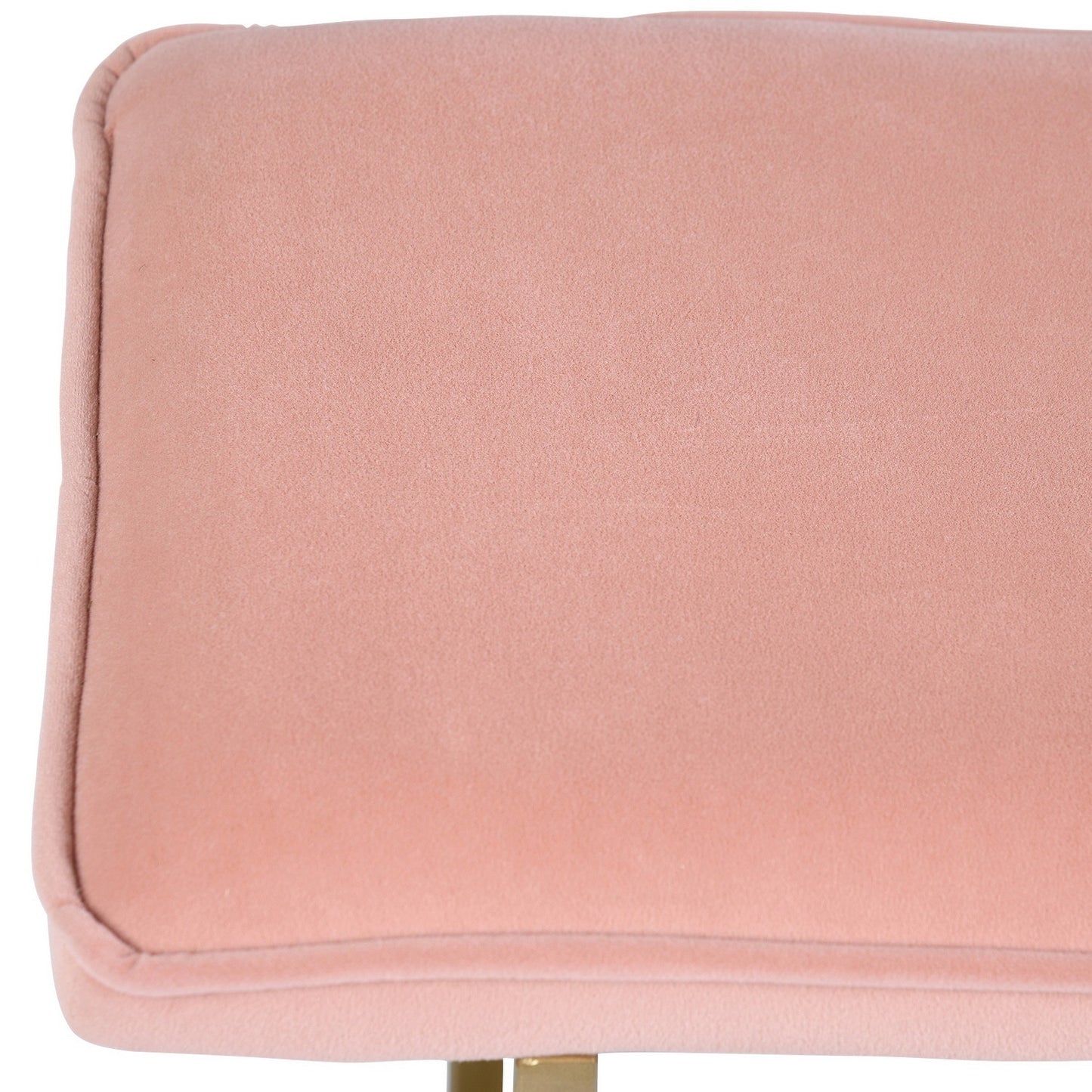 Set of 1 Upholstered Velvet Bench 44.5" W x 15" D x 18.5" H,Golden Powder Coating Legs  - PINK