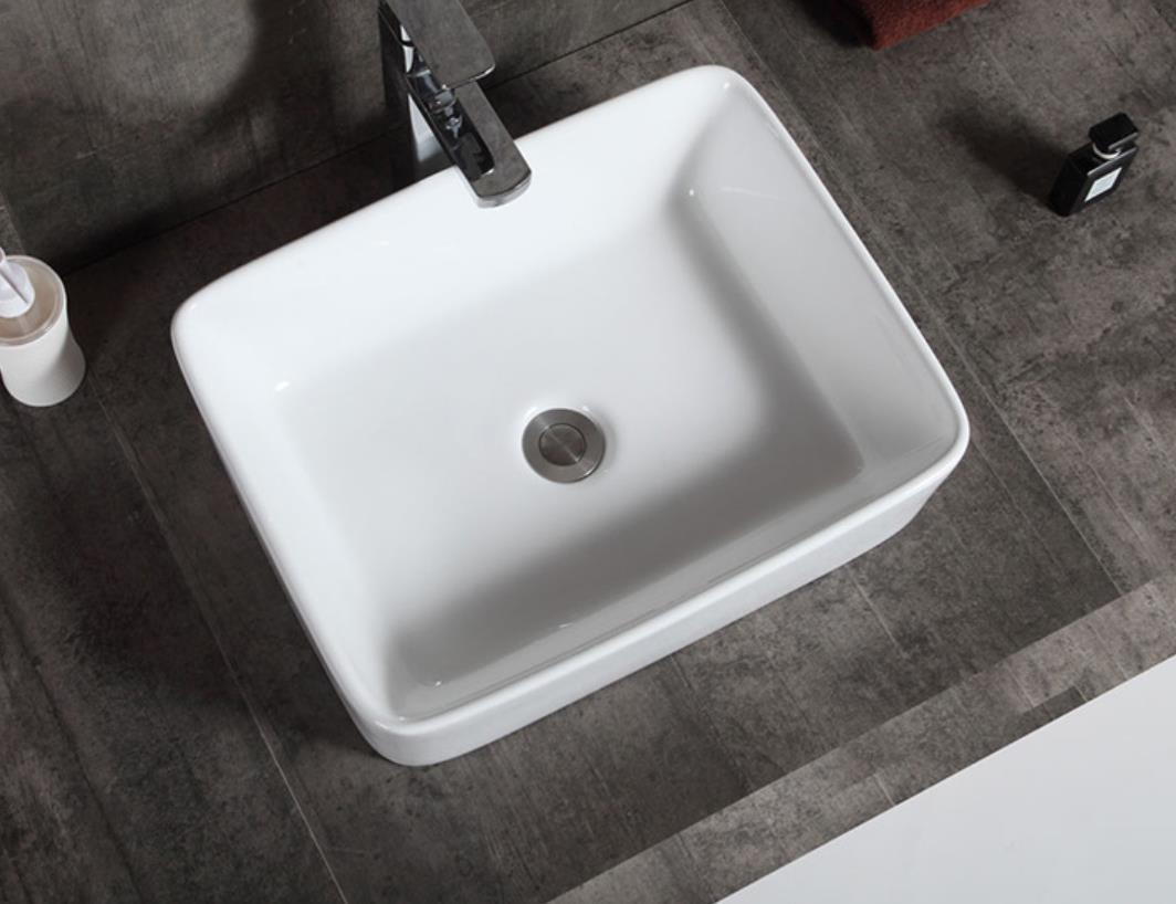 Vessel Bathroom Sink Basin in White Ceramic Single Basin Ceramic Farmhouse Kitchen Sink with Basket Strainer