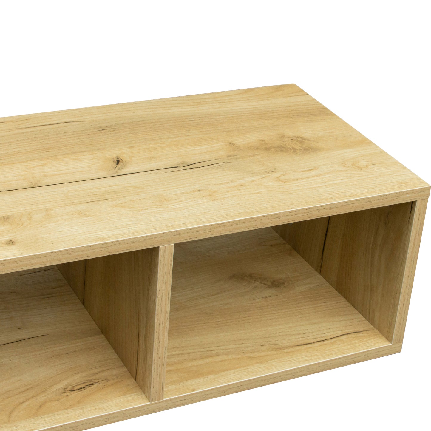 Oak Double L-Shaped TV Stand and Bookcase with Display Shelf