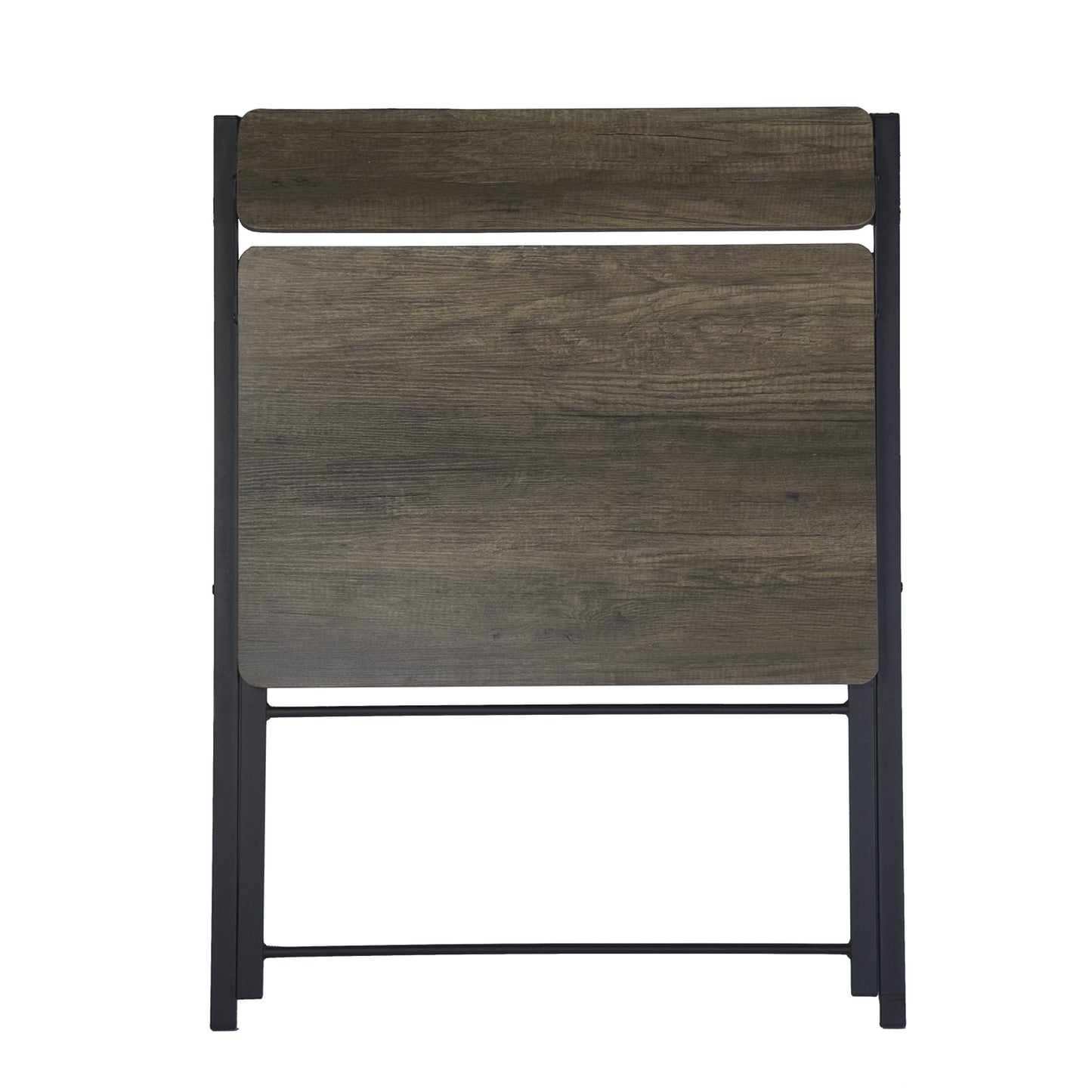 Compact Walnut and Black Folding Desk with Shelf