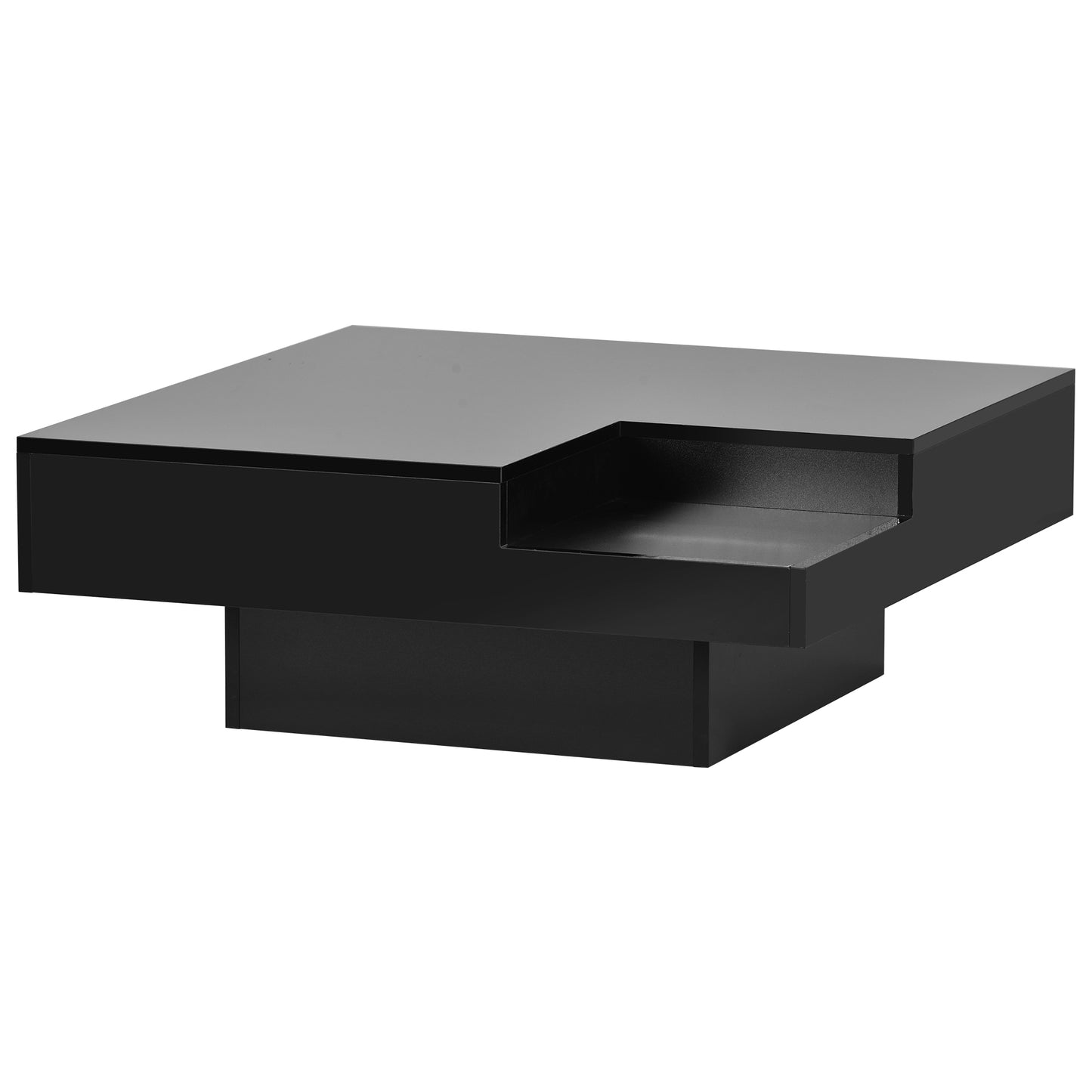 Chic Minimalist Square Coffee Table with LED Strip Lights and Tray