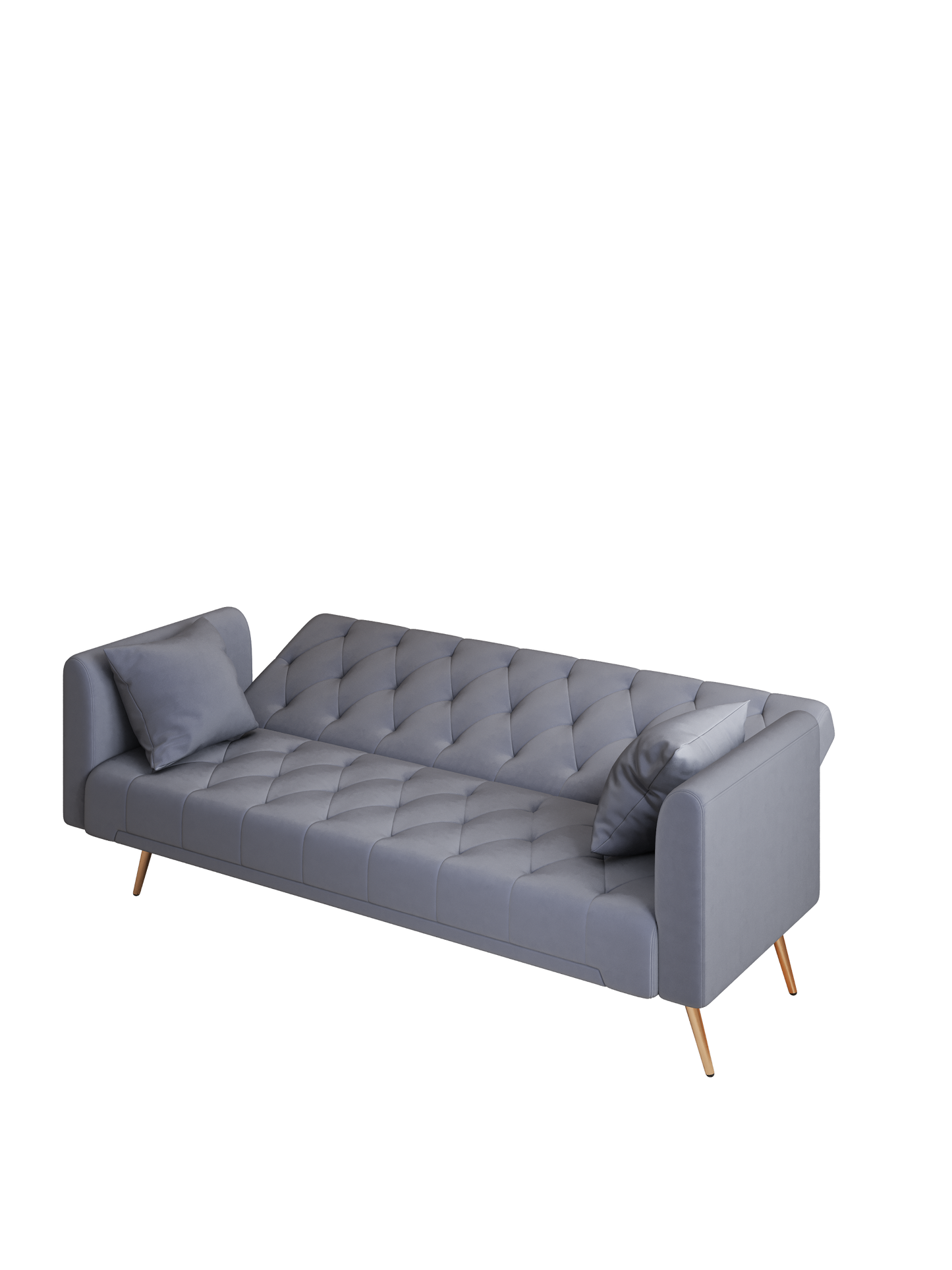 Convertible Velvet Sofa Bed with Adjustable Backrest and Golden Legs - 71 Inches