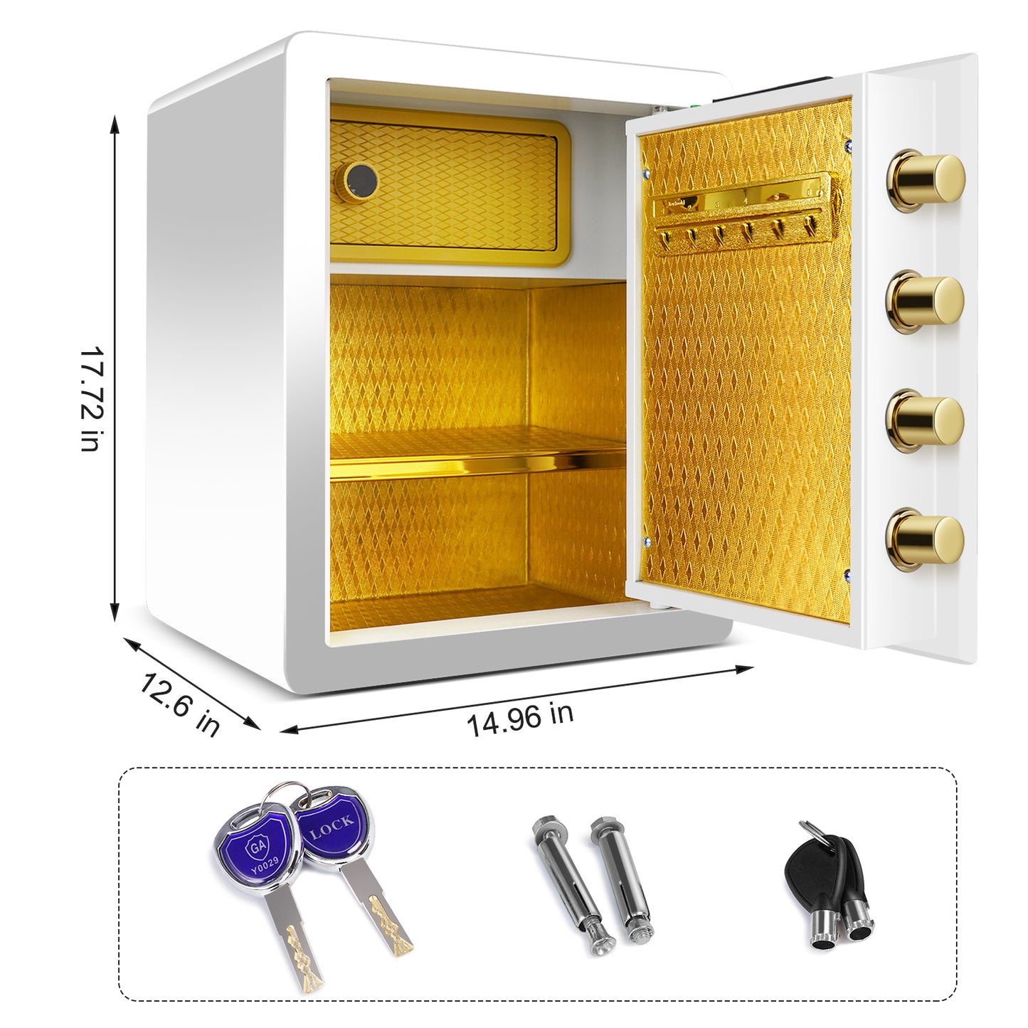 Secure White Safe Box with LCD Display and Versatile Placement Options for Valuables