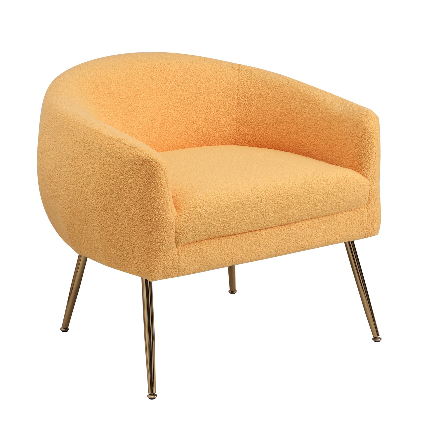 Accent Chair with Ottoman/Gold Legs, Modern Accent Chair for Living Room, Bedroom or Reception Room,Teddy Short Plush Particle Velvet Armchair with Ottoman for Living Room