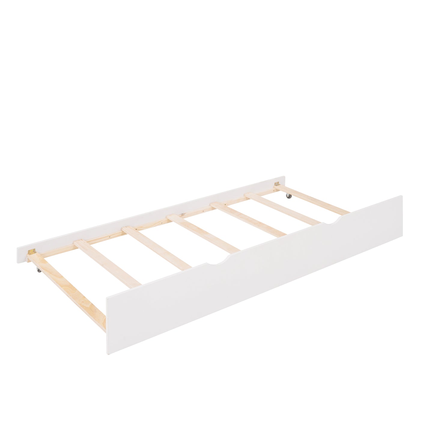 Full Size Wooden House Bed With Twin Size Trundle, White