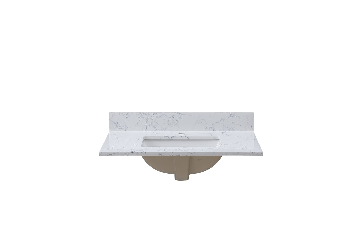 Montary 37"x 22" bathroom stone vanity top carrara jade  engineered marble color with undermount ceramic sink and single faucet hole with backsplash