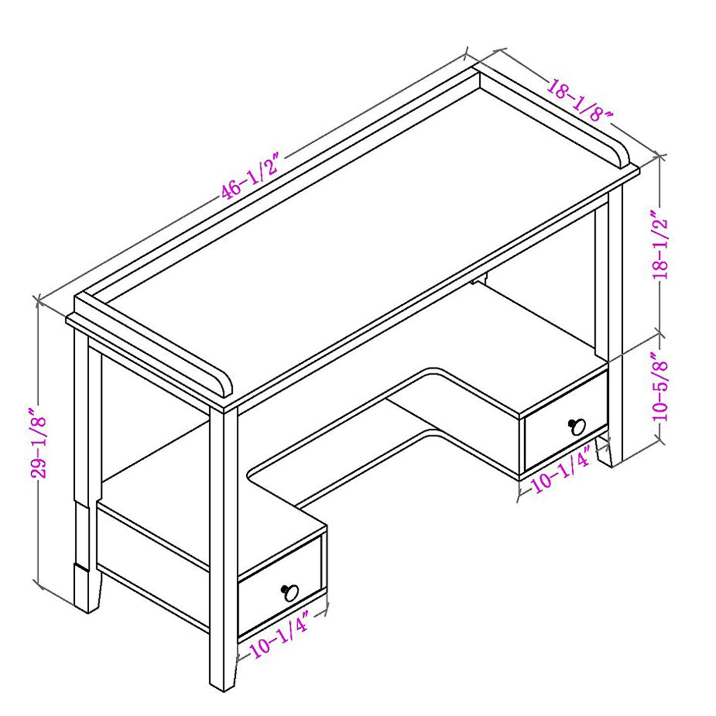 White 46’’ Desk with 2 Drawers for Modern Home Offices