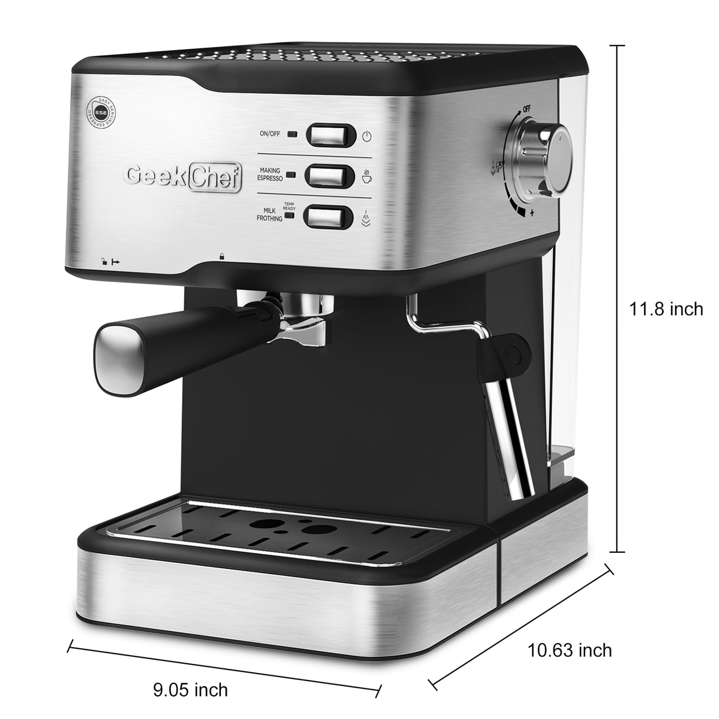 Geek Chef Espresso Machine with Milk Frother and 20 Bar Pump