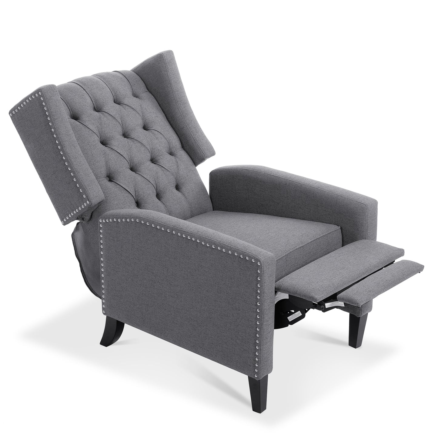 27.16 Inch Grey Fabric Wing Chair Recliner with Adjustable Backrest