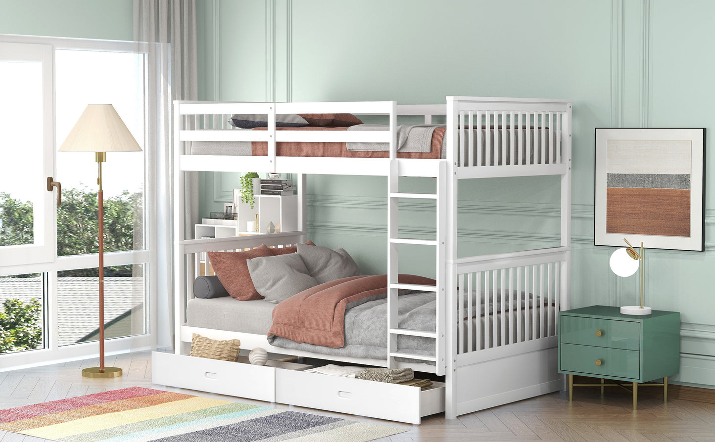 Twin Bunk Bed with Storage Drawers and Versatile Layout