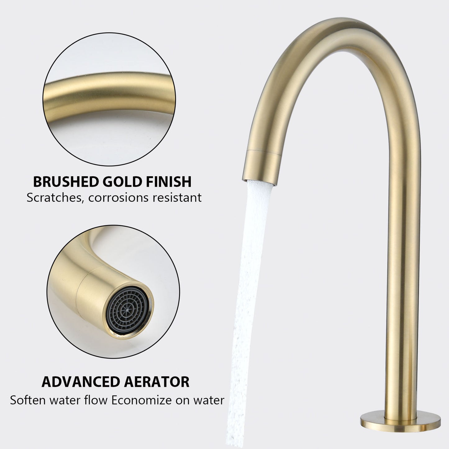 Golden Brushed Two Handles Widespread 8 Inch Bathroom Faucet