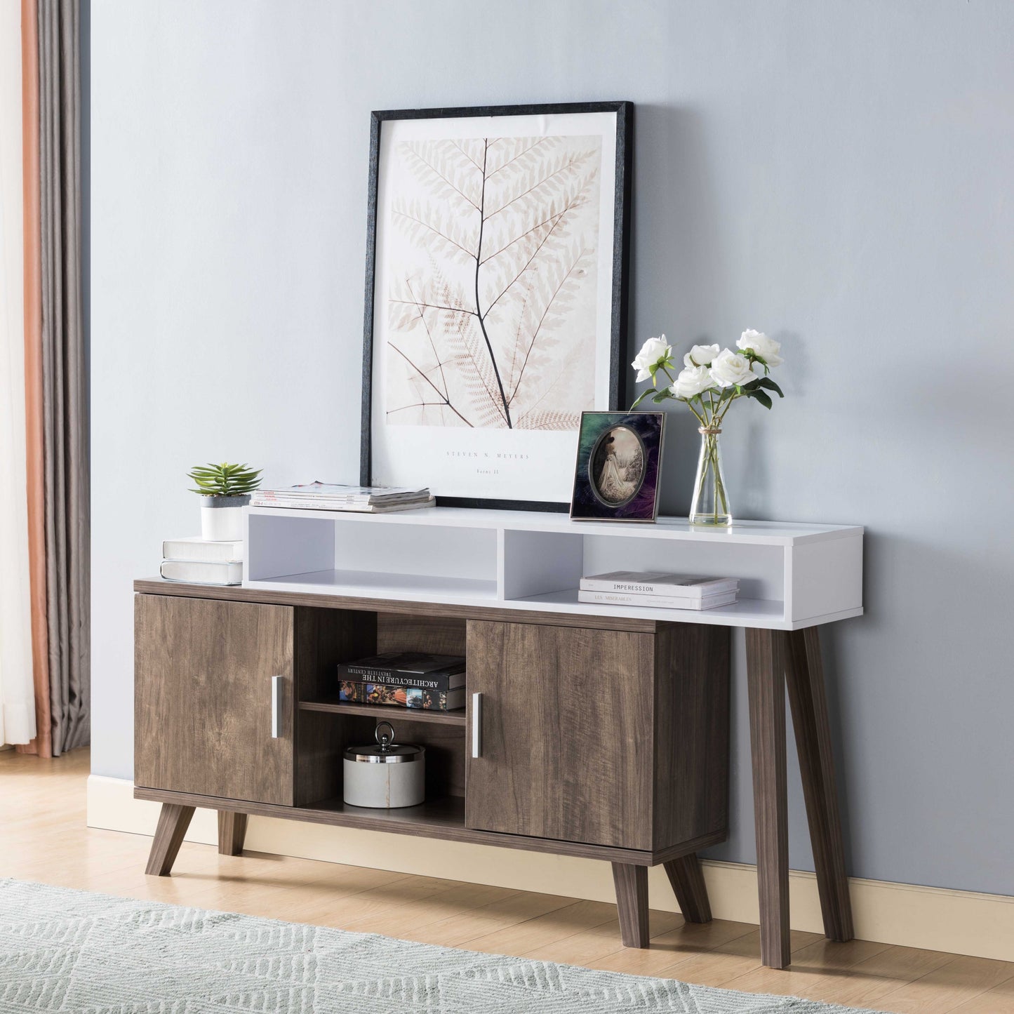 Hazelnut & White Abstract Hallway Console