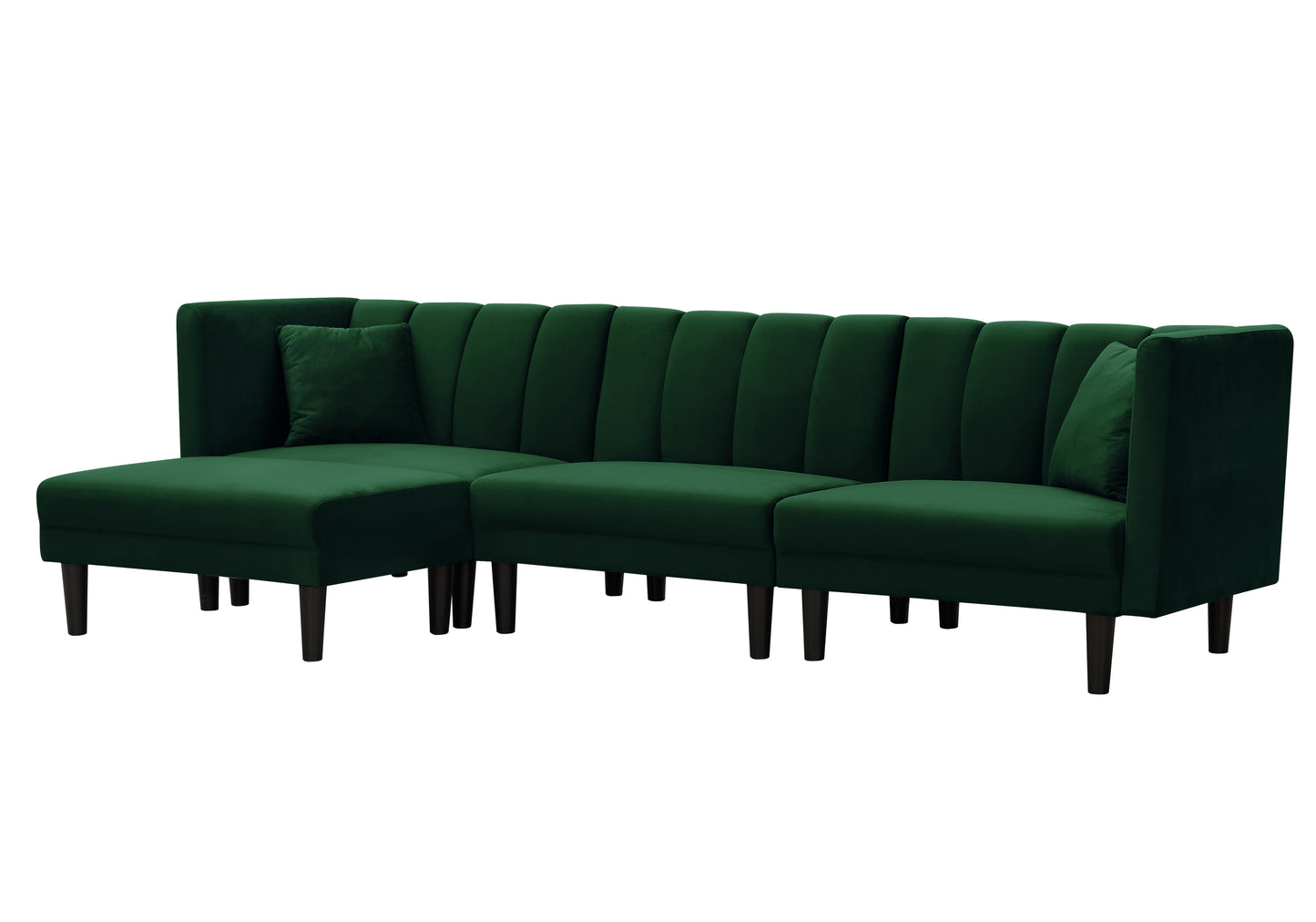 REVERSIBLE SECTIONAL SOFA SLEEPER WITH 2 PILLOWS DARK GREEN VELVET