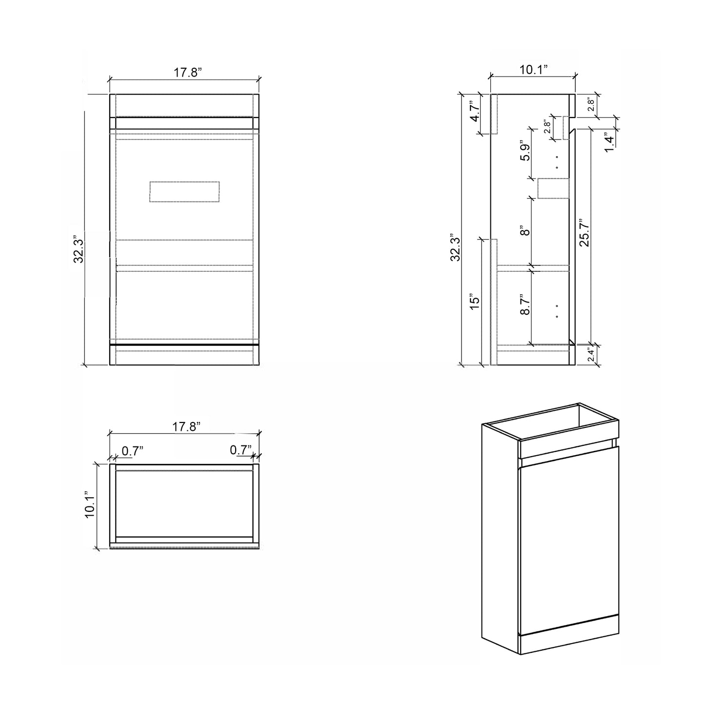 Laura 18" Small Bathroom Vanity with Sink, Freestanding Bathroom Vanity for Modern Bathroom, One-Piece White Sink Basin Minimalist Large Storage Bathroom Vanities