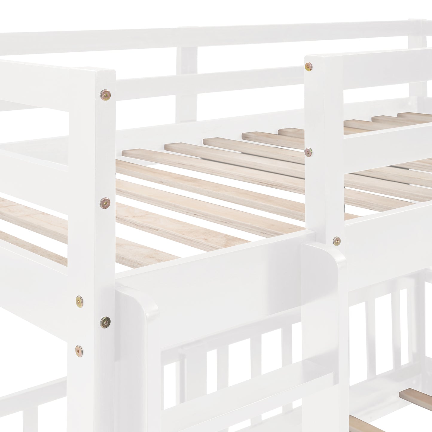 White Twin Bunk Bed with Slide, Ladder, and Space-Saving Design