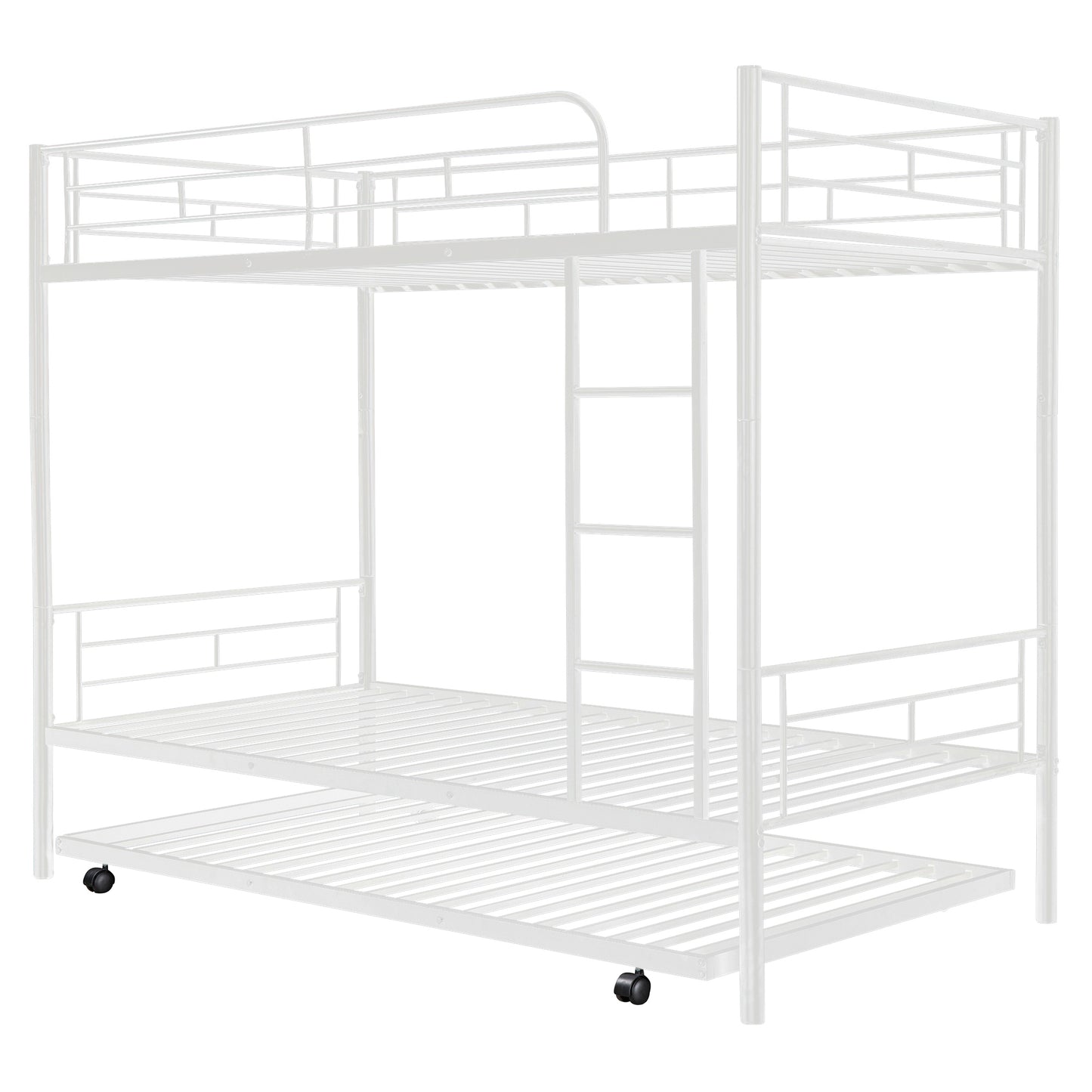 Trio Metal Bunk Bed With Trundle, Convertible to Two Beds, White (MF194806AAK)