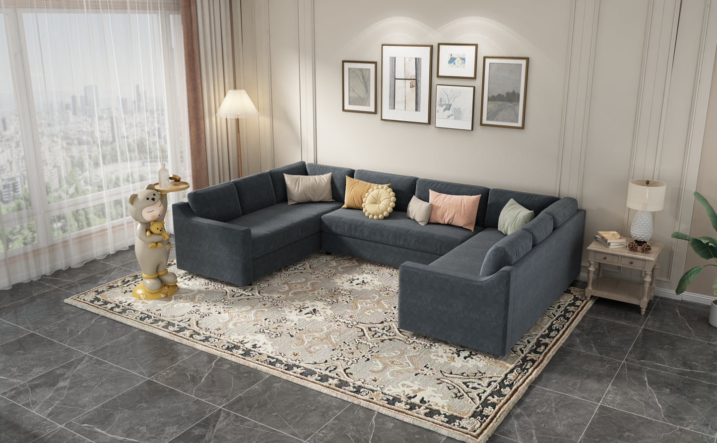 U_Style 3 Pieces Upholstered U-Shaped Large Sectional Sofa with Thick Seat and Back cushions