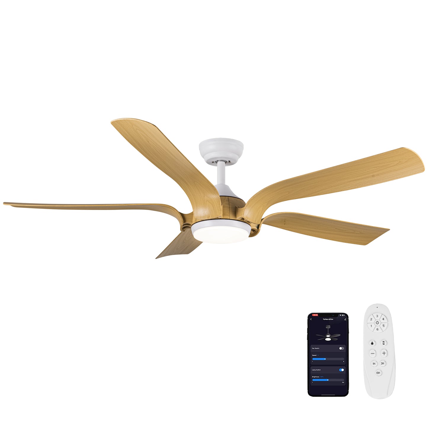 Smart 56 Antique Wood Floral Design Ceiling Fan with Integrated LED