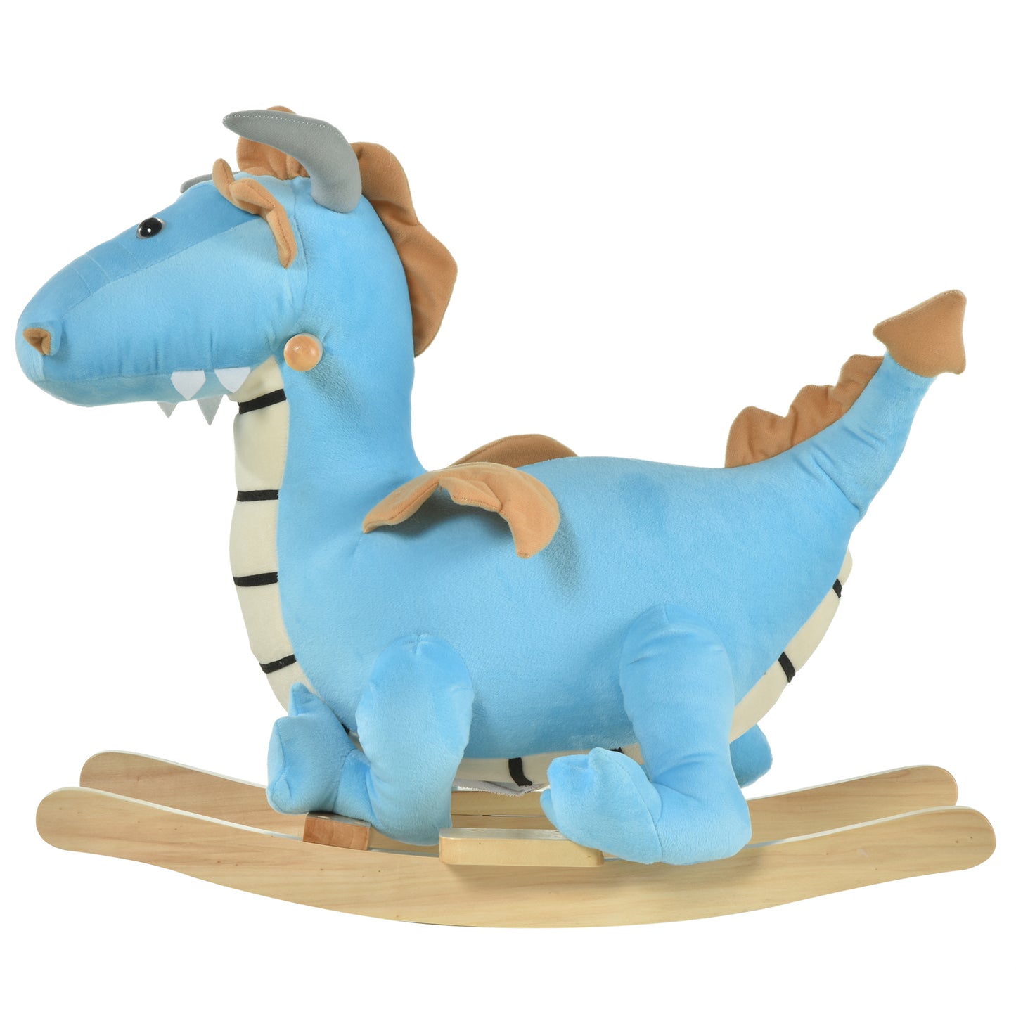 Kids Plush Ride-On Rocking Horse Toy Dinosaur Ride Rocking Chair with Realistic Sounds for18-36 Months, Blue