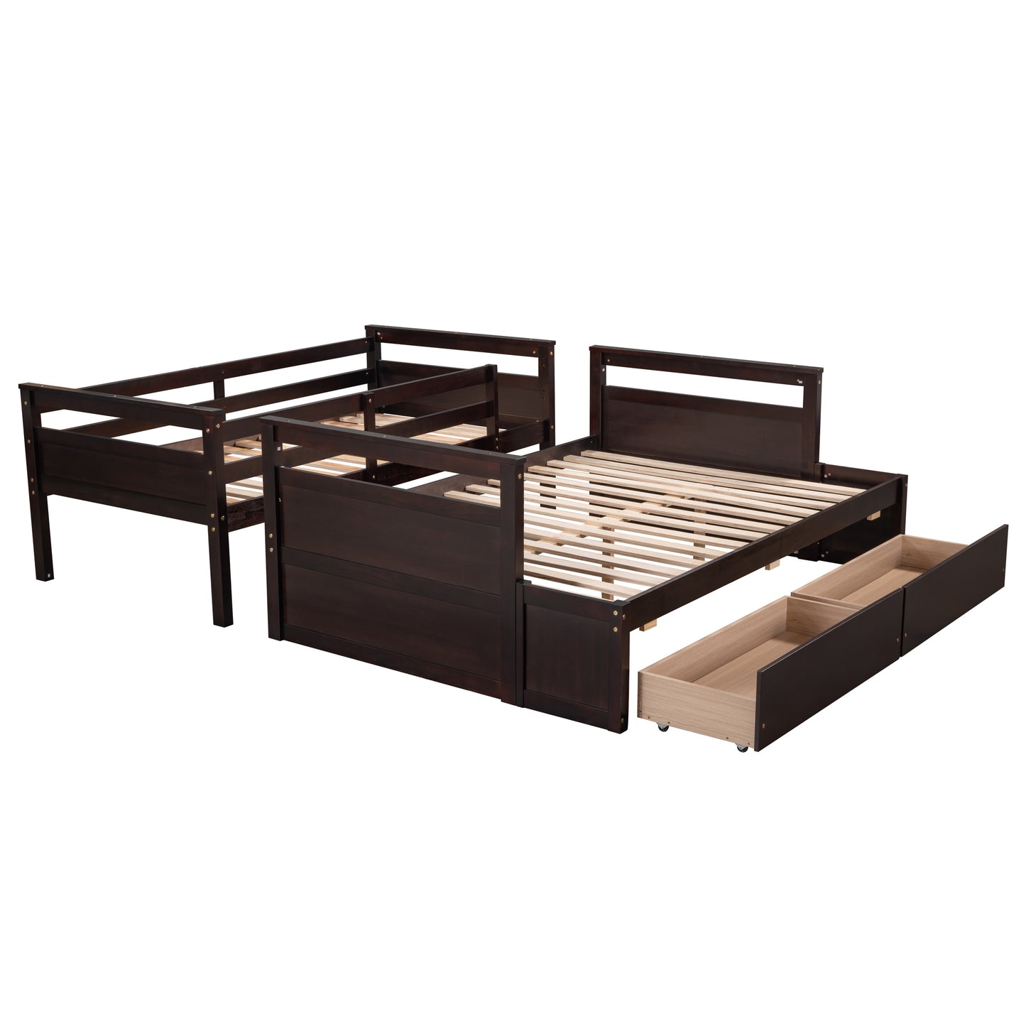 Espresso Twin over Full Bunk Bed with Storage and Drawers - Space-Saving Sleep Solution