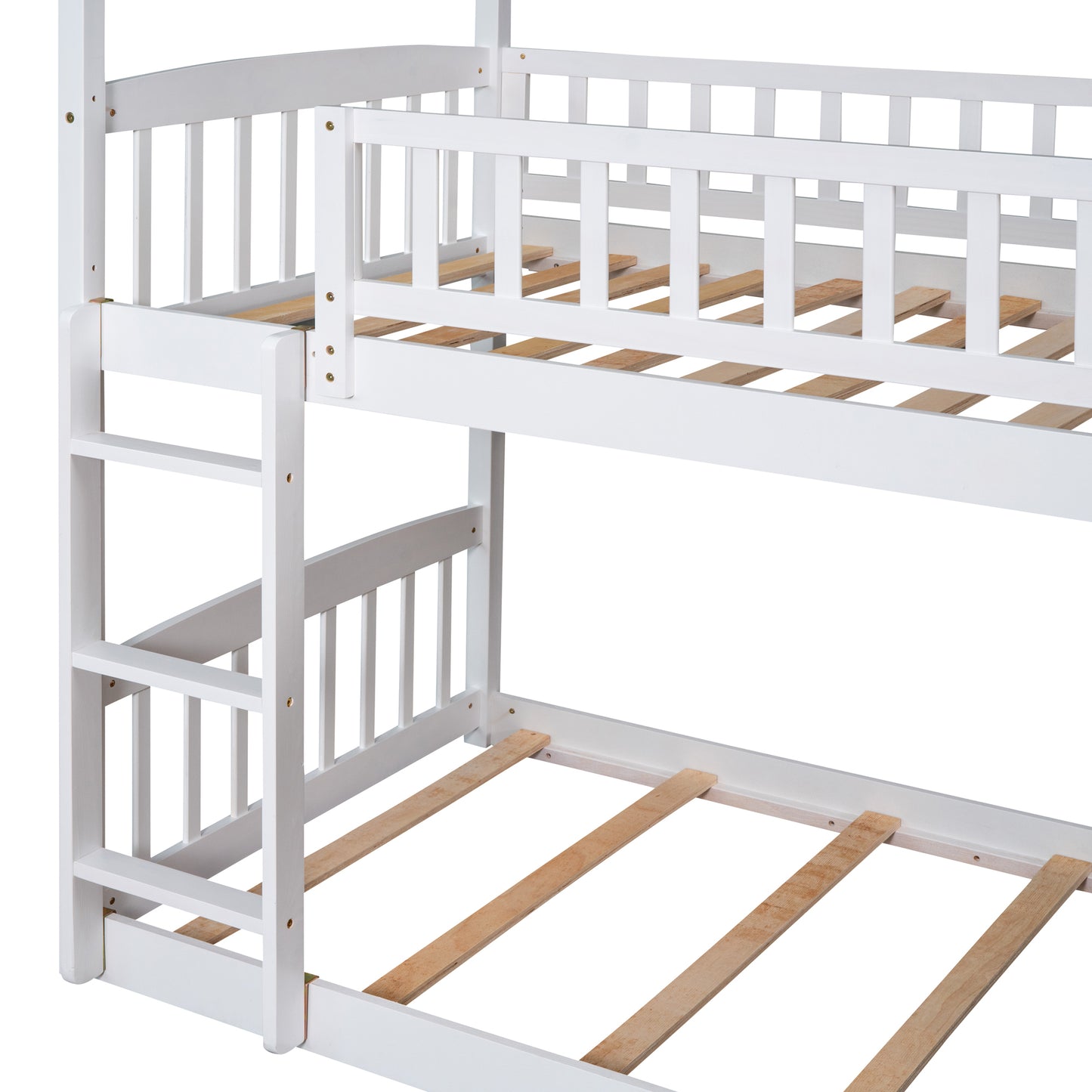 White Twin Over Twin Bunk Bed with Slide for House Design