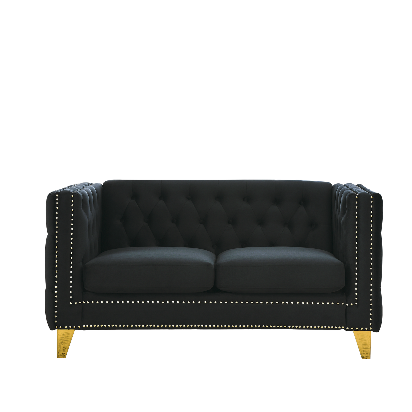 Black Velvet 3-Seater and 2-Seater Combination Sofa