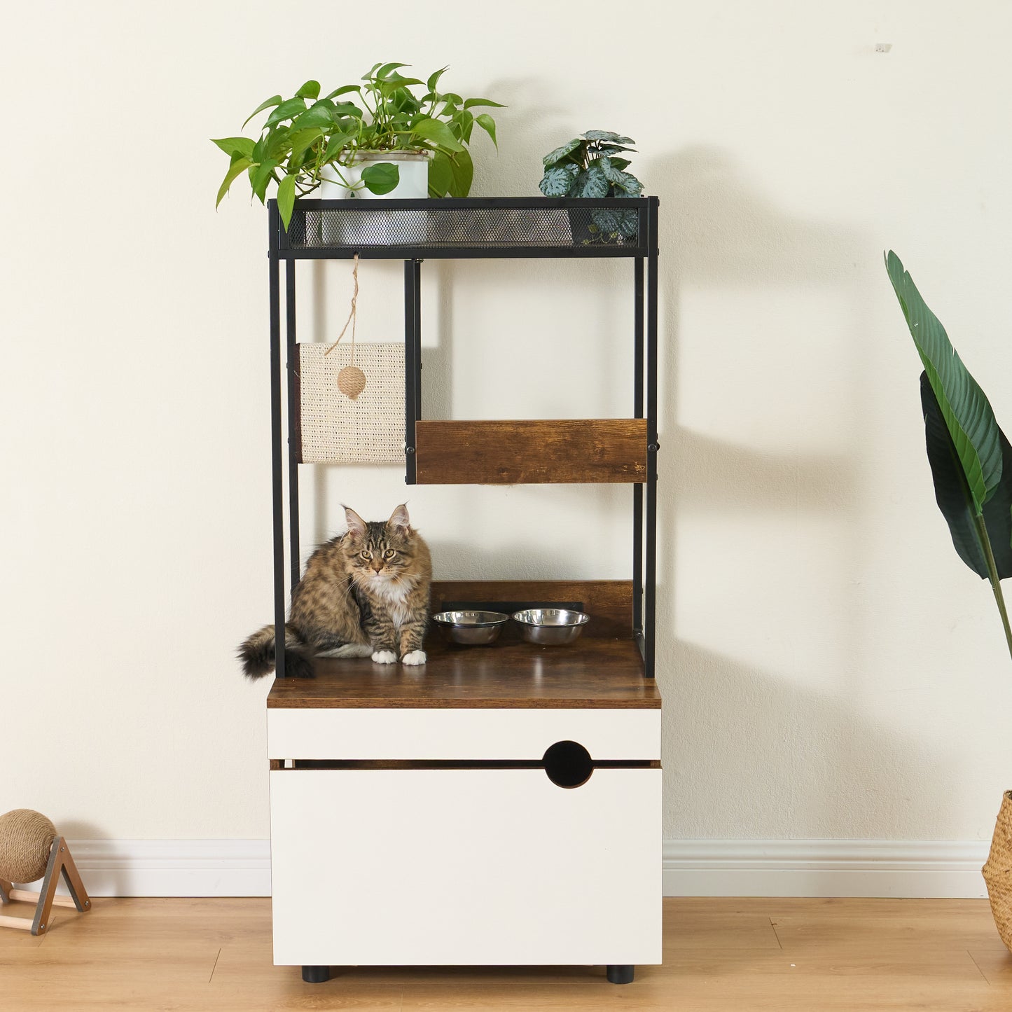 Cat Litter Box Enclosures with Cat Tree Tower, Cat Furniture ,Cat Cabinet