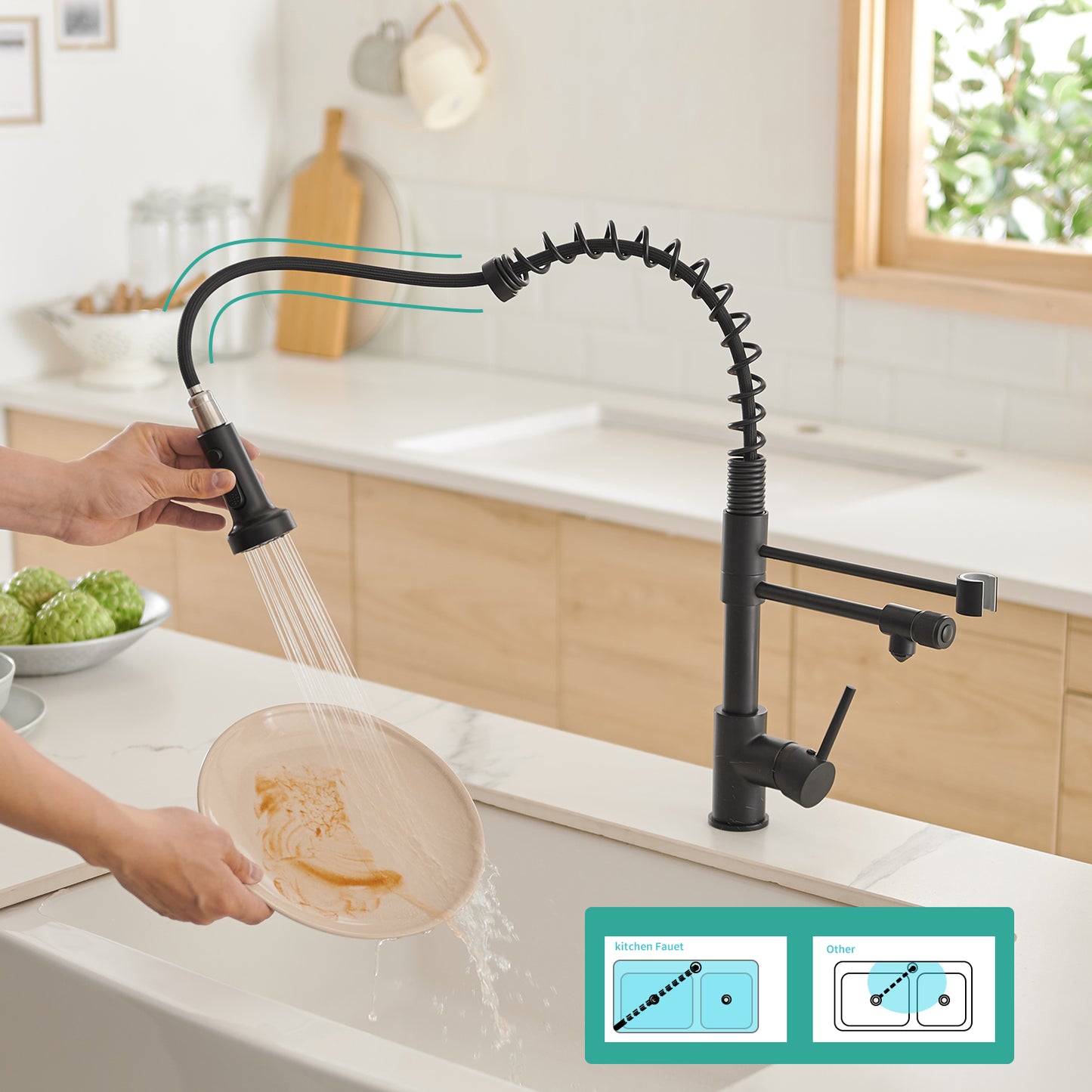 Purifier Kitchen Faucet Drinking Water Faucet, Pull Down Water Filter Kitchen Sink Faucets (Matte Black)