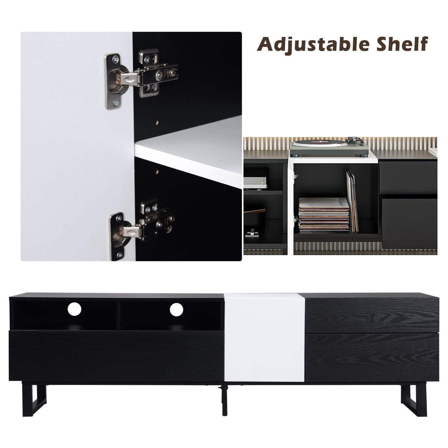 Elegant TV Storage Unit for 80'' Screens with Double Storage Space and Drop Down Doors