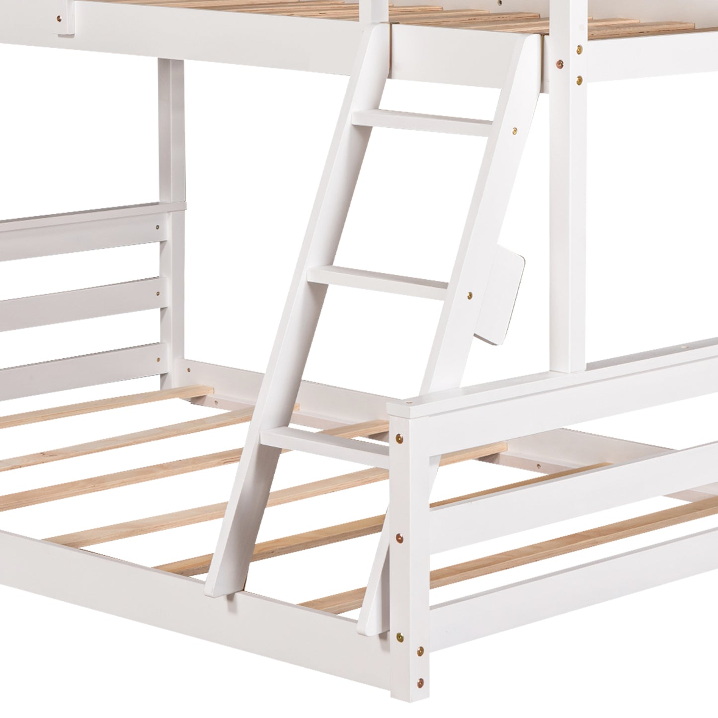 Playful White Twin over Full Bunk Bed with House-Inspired Design