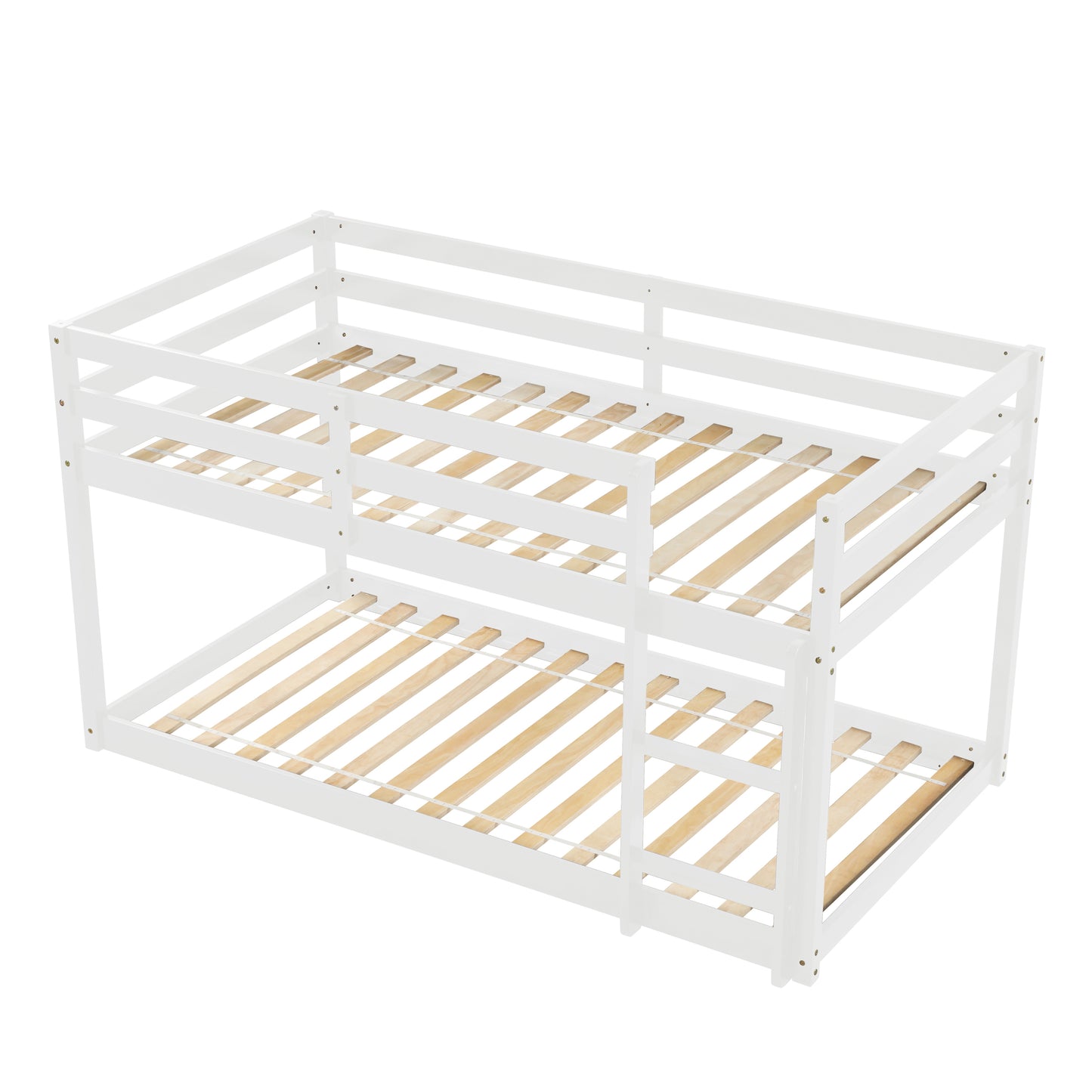 White Low Height Twin over Twin Bunk Bed