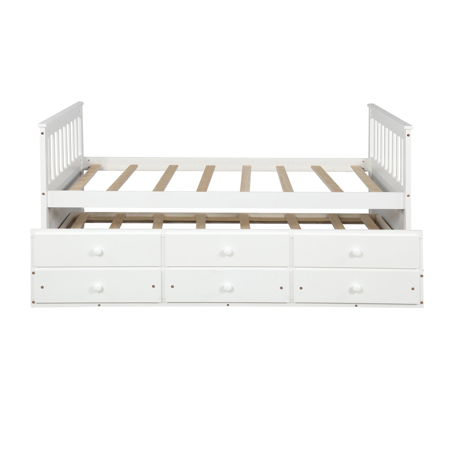 Captain's Bed Twin Daybed with Trundle Bed and Storage Drawers, White