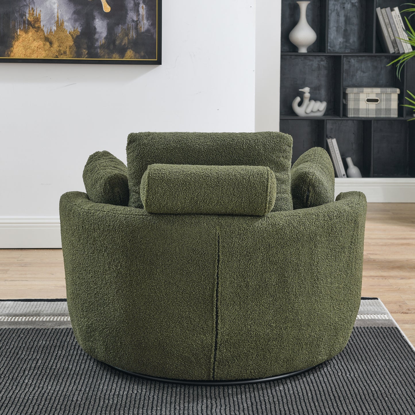 Oversized Swivel Chair with Ottoman and Pillows