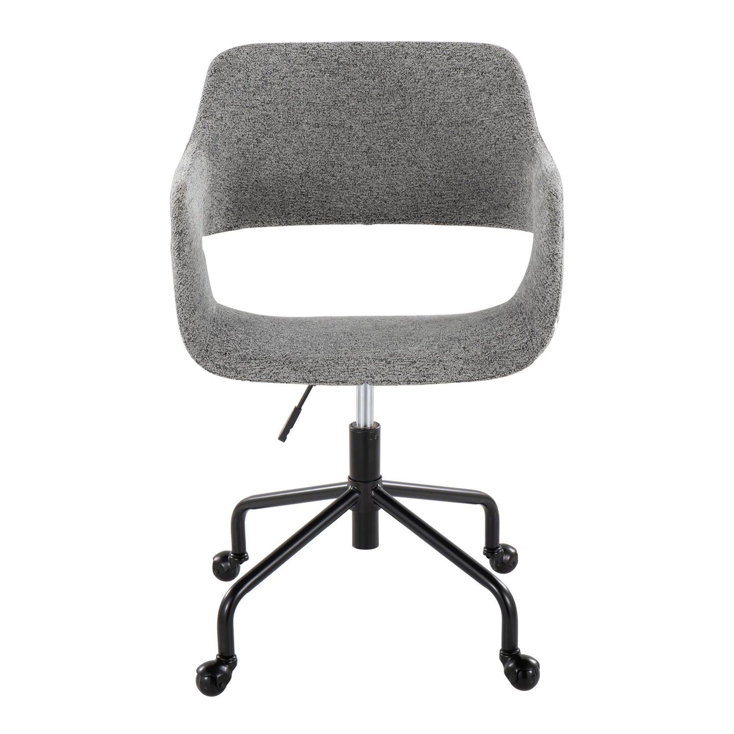 Margarite Contemporary Adjustable Office Chair in Black Metal and Grey Fabric by LumiSource