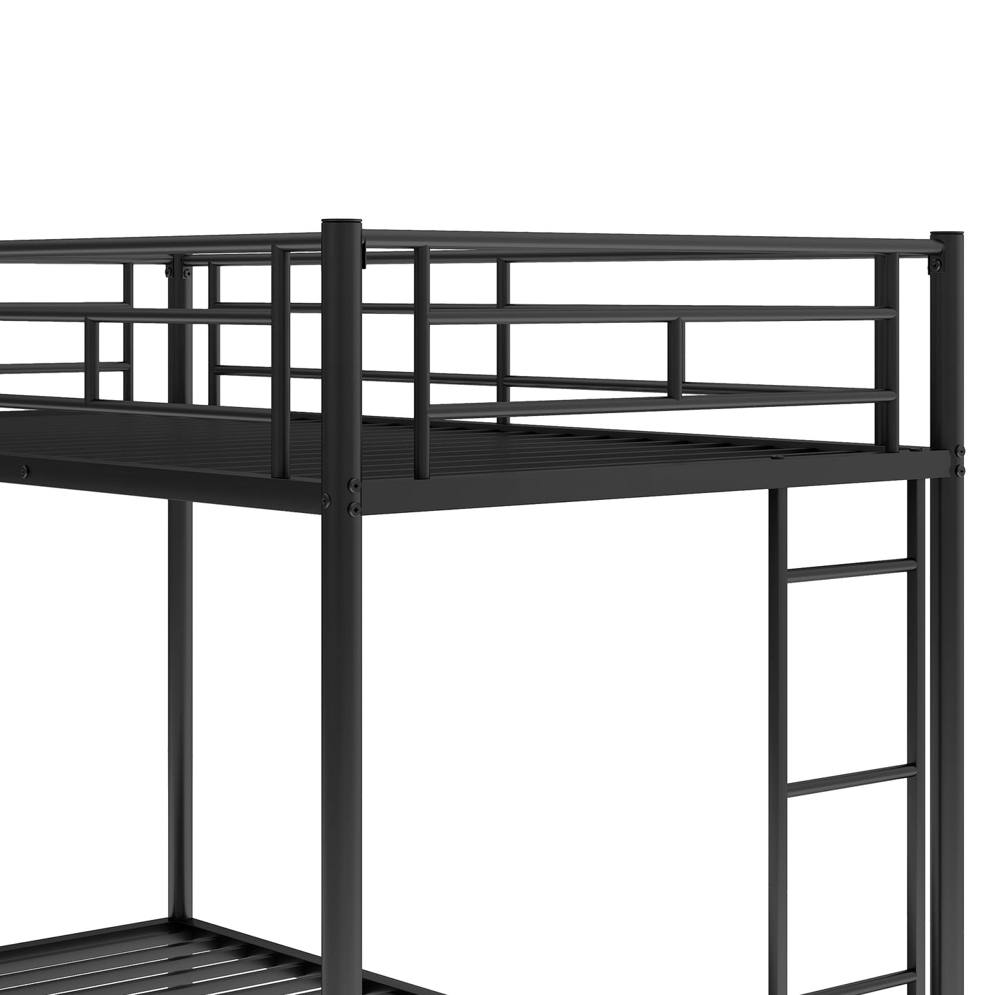 Twin Bunk Bed with Trundle - Space-Saving Black Design