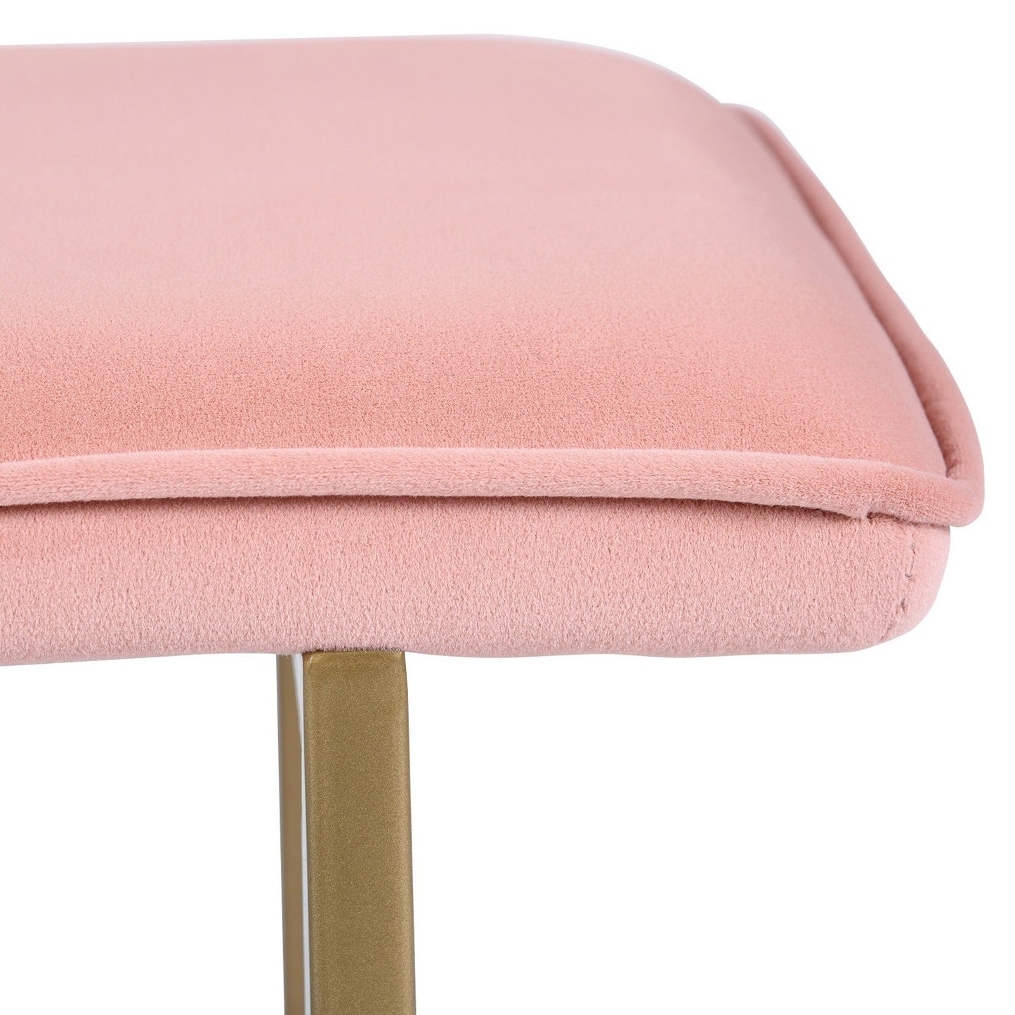 Set of 1 Upholstered Velvet Bench 44.5" W x 15" D x 18.5" H,Golden Powder Coating Legs  - PINK