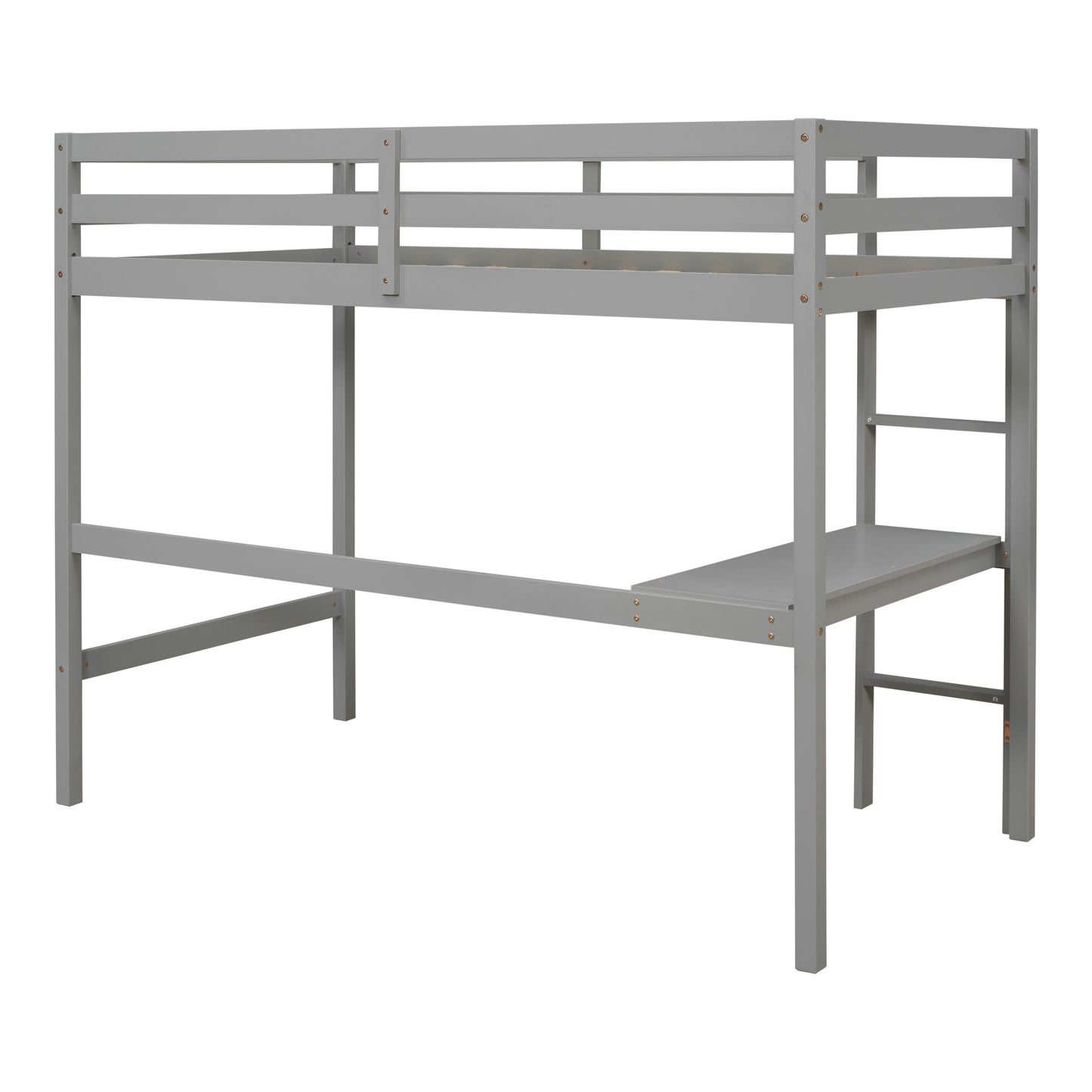 Twin Loft Bed with  built-in desk,Grey