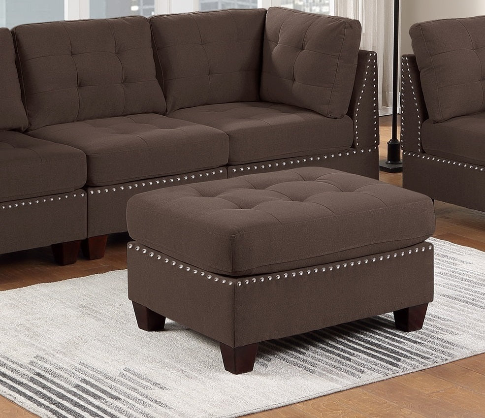 6 Piece Modular Black Coffee Linen Sofa Set