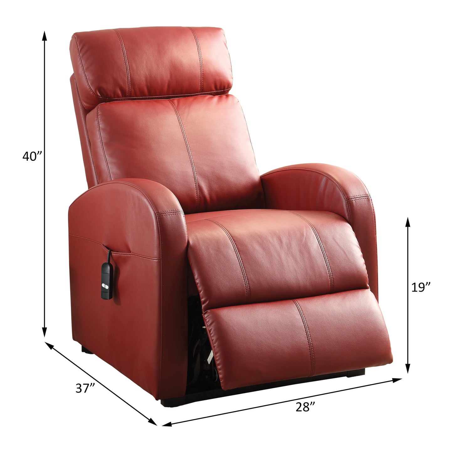 Red PU Power Lift Recliner by Ricardo - Contemporary Style