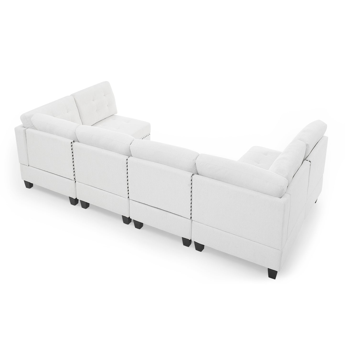 Ivory Chenille Modular Sectional Sofa with DIY Combination