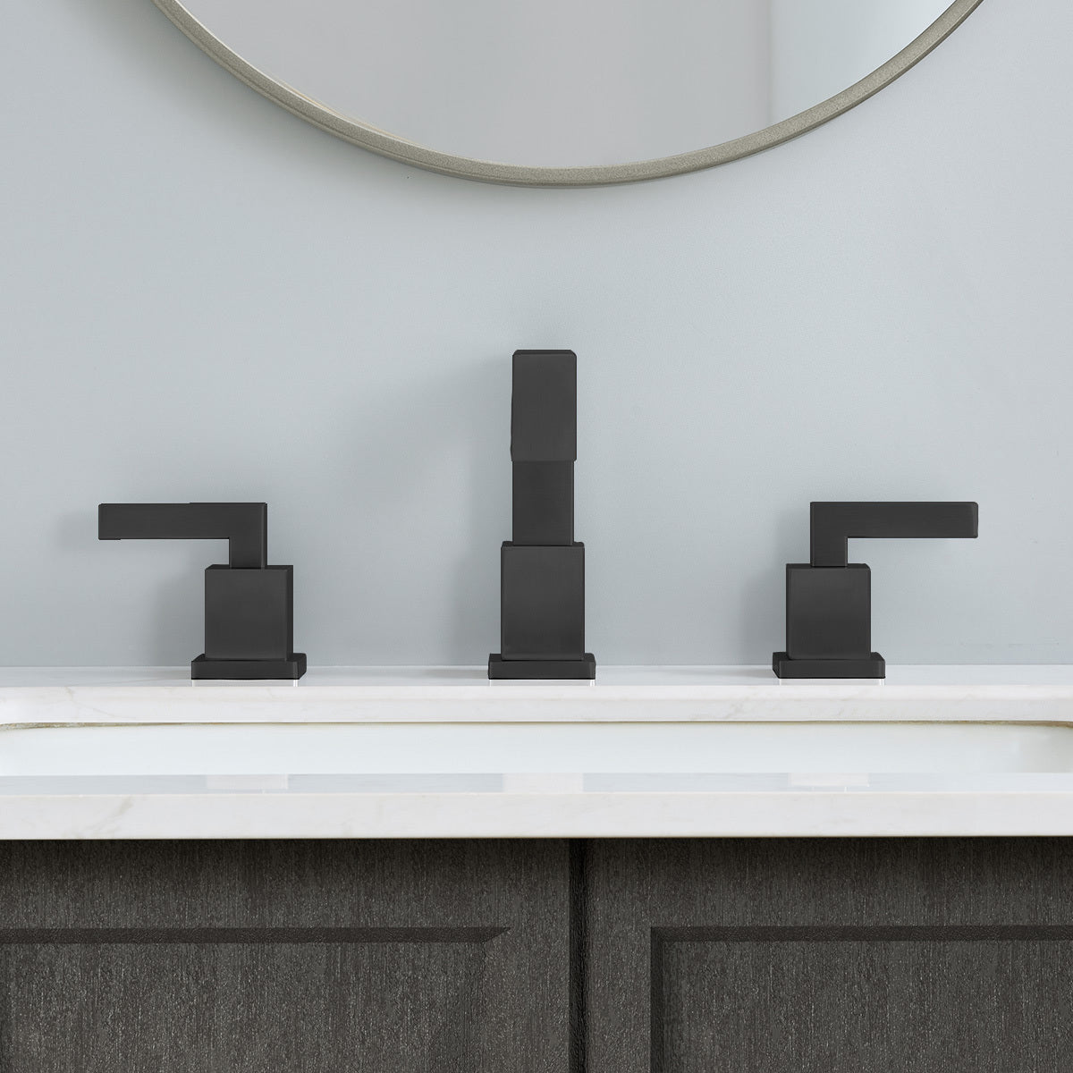 Modern Matte Black Waterfall Bathroom Faucet with 2 Handles